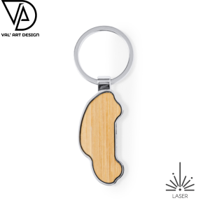 Porta-chaves metal e bamboo Carro