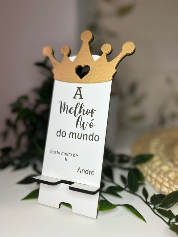 Suporte Personalizado em MDF Lacado Gravado a Laser para o Dia dos Avós
