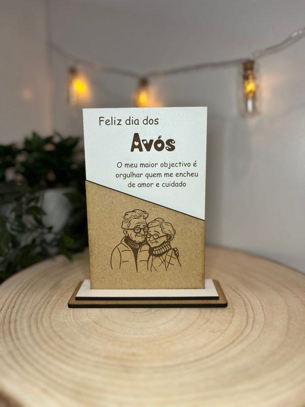 Quadro Personalizado em MDF Lacado e Cru Gravado a Laser para o Dia dos Avós
