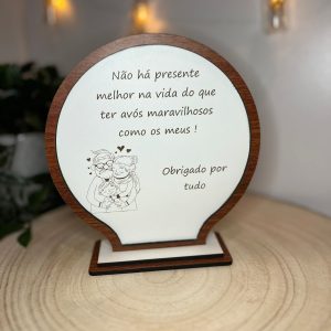 Troféu Personalizado em MDF Lacado e Mogno Gravado a Laser para o Dia dos Avós