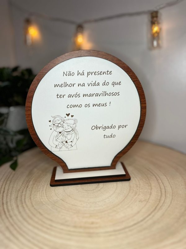 Troféu Personalizado em MDF Lacado e Mogno Gravado a Laser para o Dia dos Avós