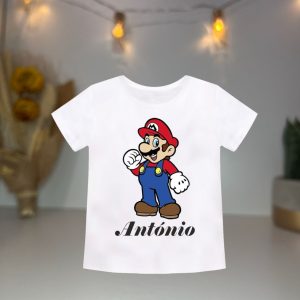 T-shirt Personalizada para o Dia da Criança Super Mario