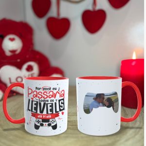 Caneca Personalizada com Asa e Interior em Cores Vivas - Um Toque de Cor no Seu Dia